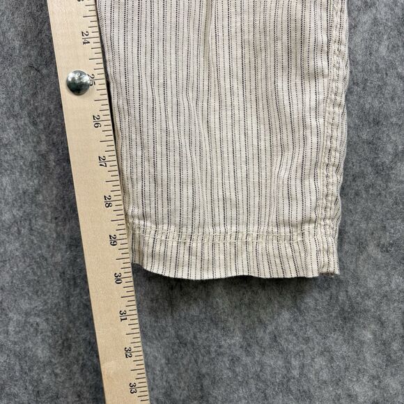 H&M 100% Linen Womens Small Straight Leg Comfort Pull On Stripe Trouser Pants - Picture 4 of 8